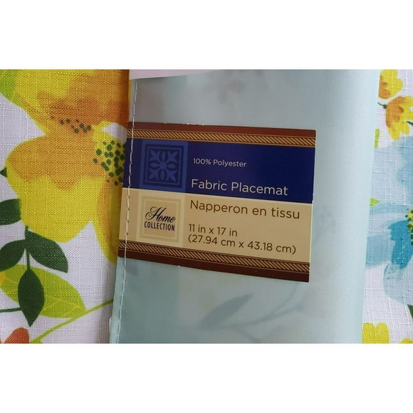 Floral Placemats, Set of 4, Fabric, Home Collection, Spring Garden, Polyester - Picture 3 of 3